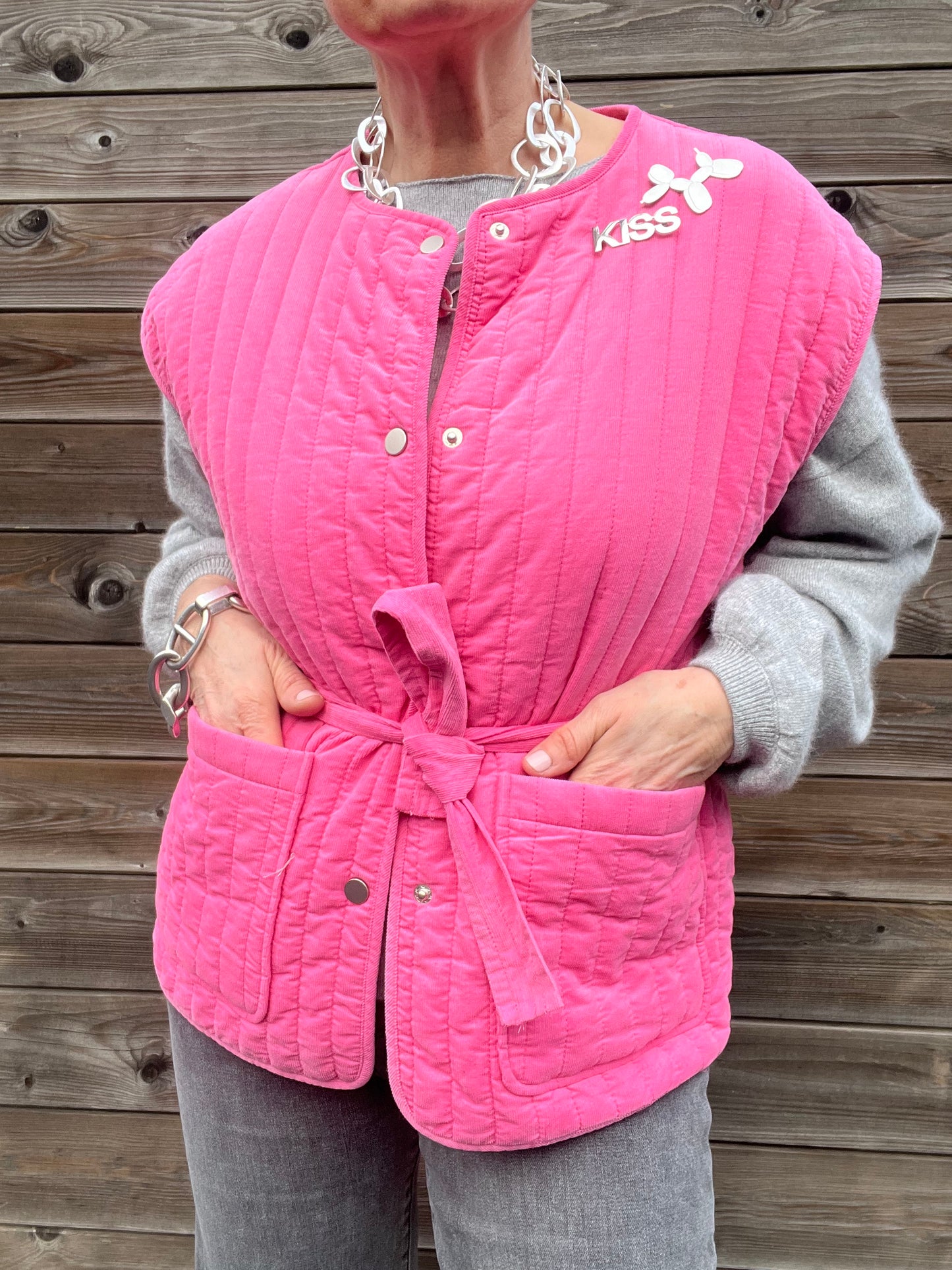 LALI gilet sans manche babycord pink