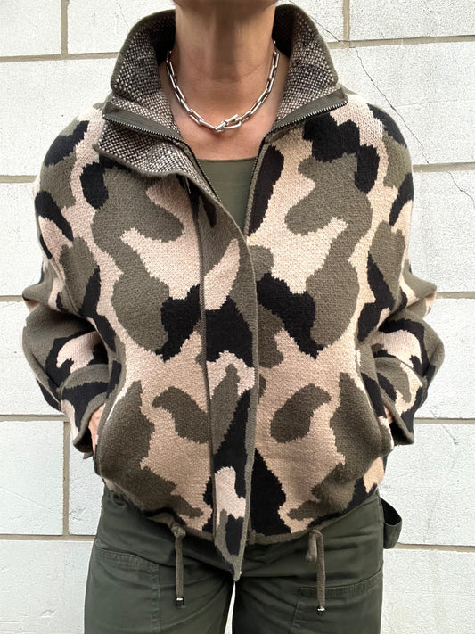 LARMY blouson en maille motif camouflage