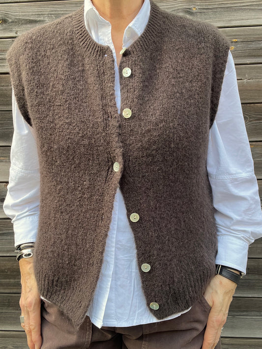 MESSAGE gilet sans manches alpaga choco