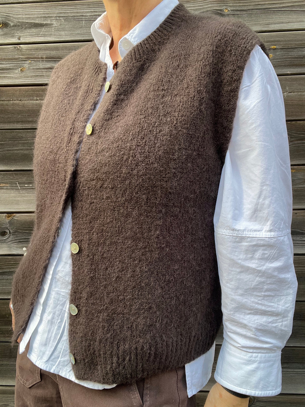 MESSAGE gilet sans manches alpaga choco
