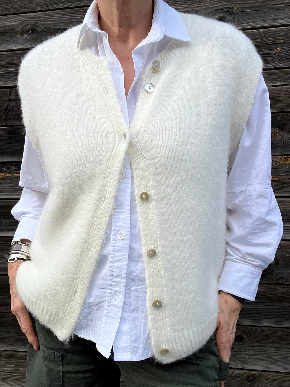 MESSAGE gilet sans manches alpaga cream