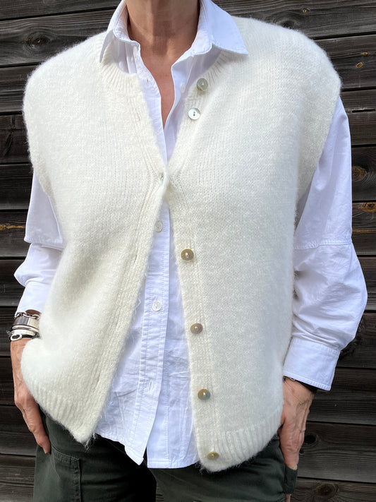 MESSAGE gilet sans manches alpaga cream