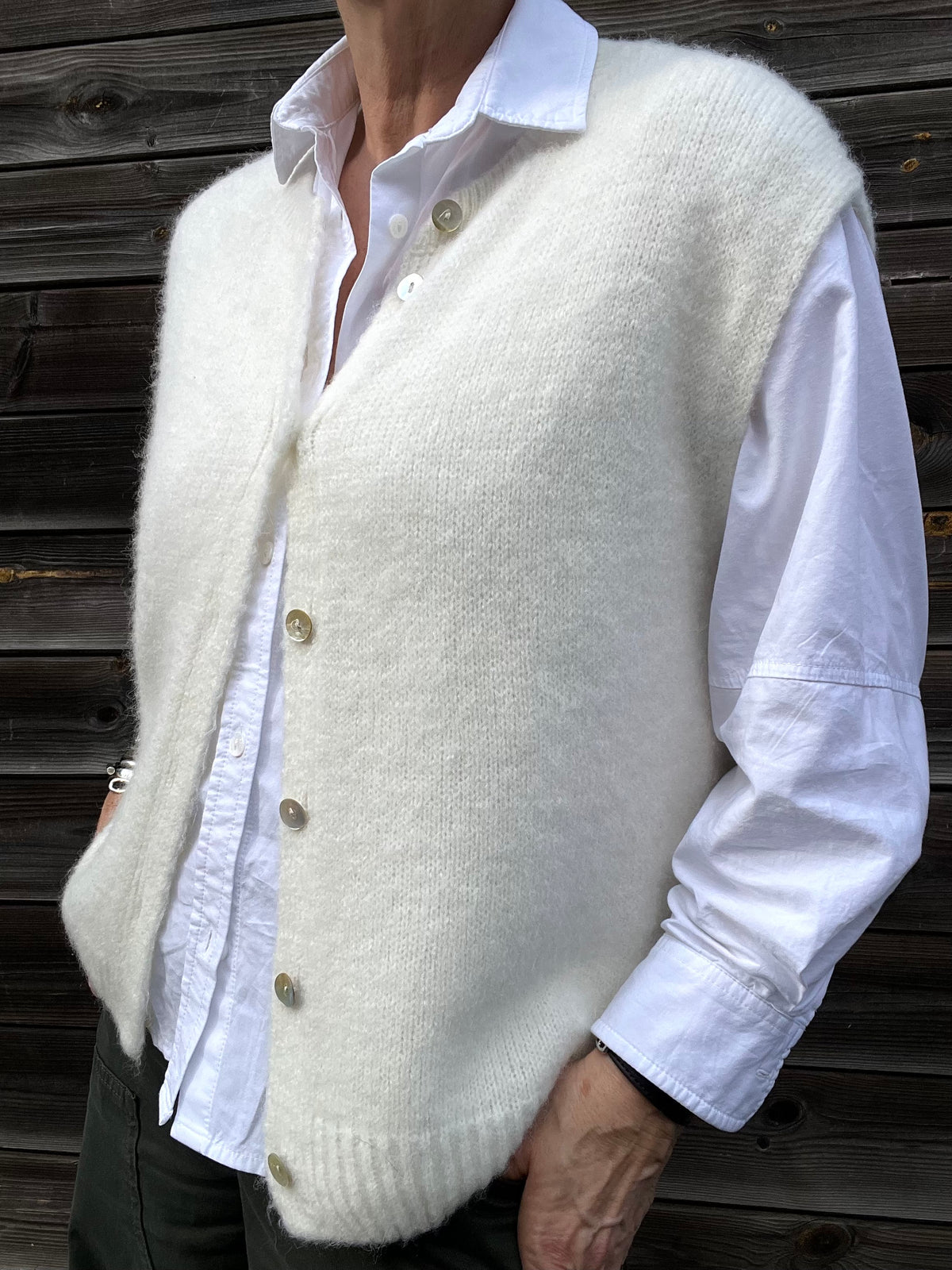 MESSAGE gilet sans manches alpaga cream