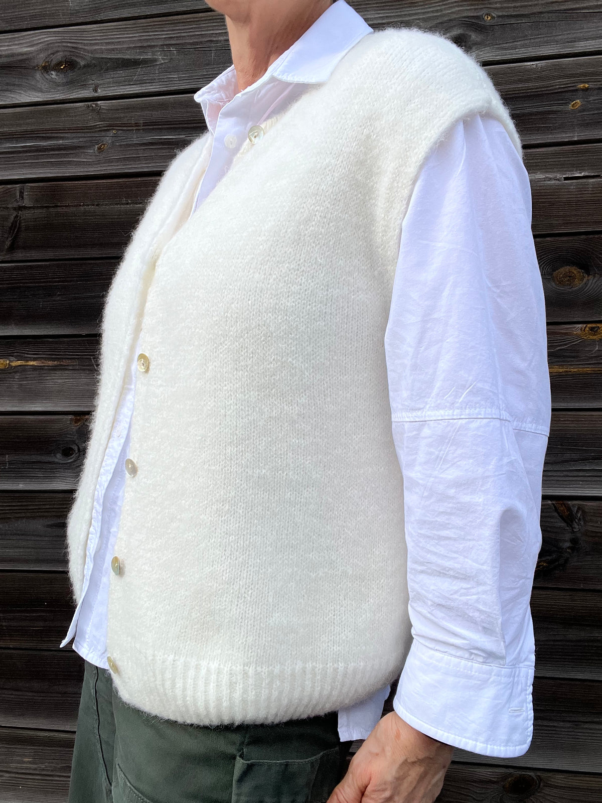 MESSAGE gilet sans manches alpaga cream