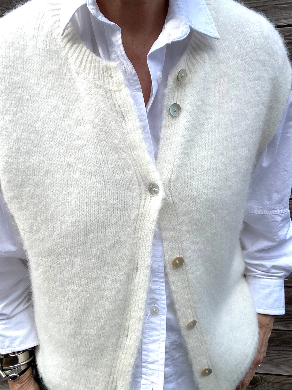 MESSAGE gilet sans manches alpaga cream