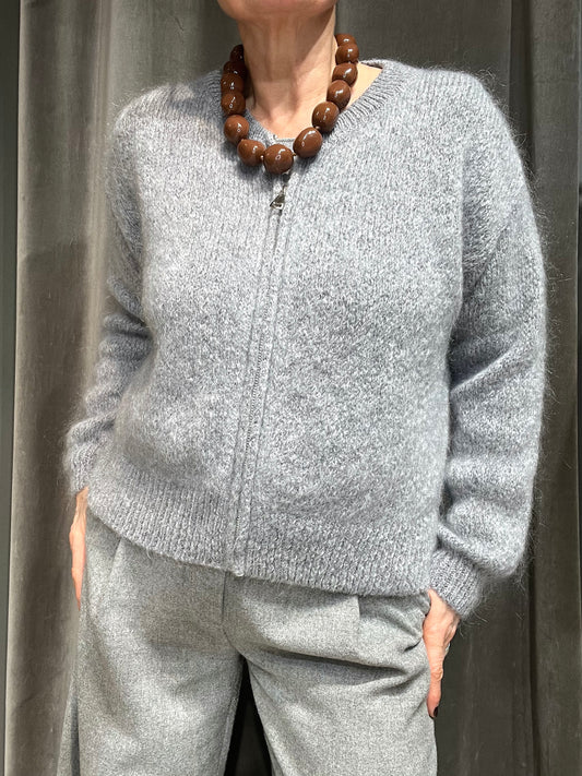 MOZIP gilet zippé en mohair grey