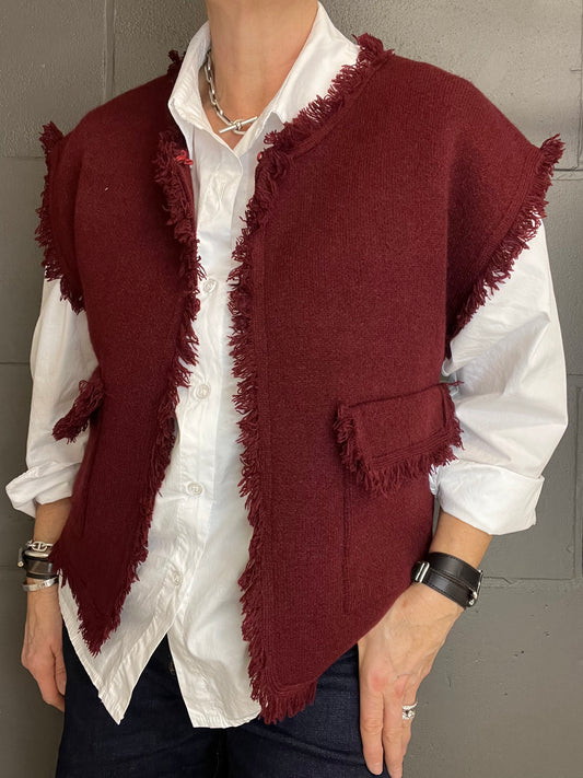 PASSY gilet frangé wine