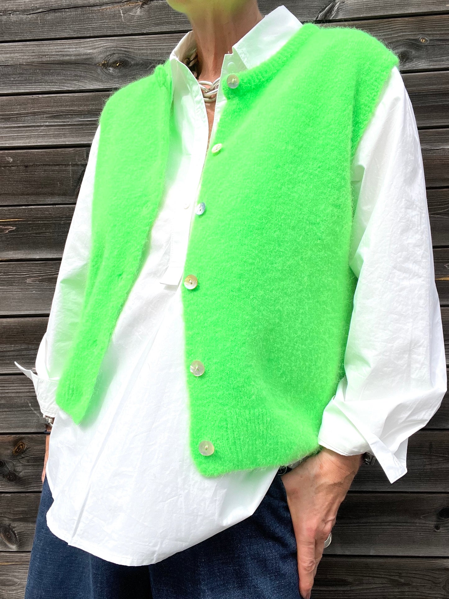 SUBWAY gilet sans manche alpaga neon green