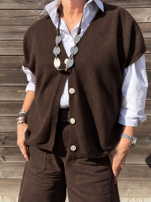 VIGNETTE gilet sans manche choco
