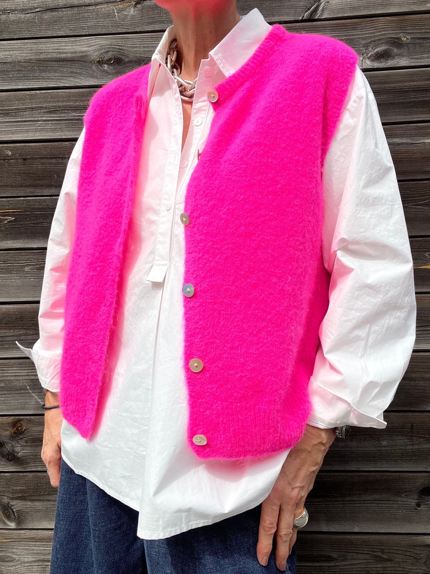 SUBWAY gilet sans manche alpaga neon pink