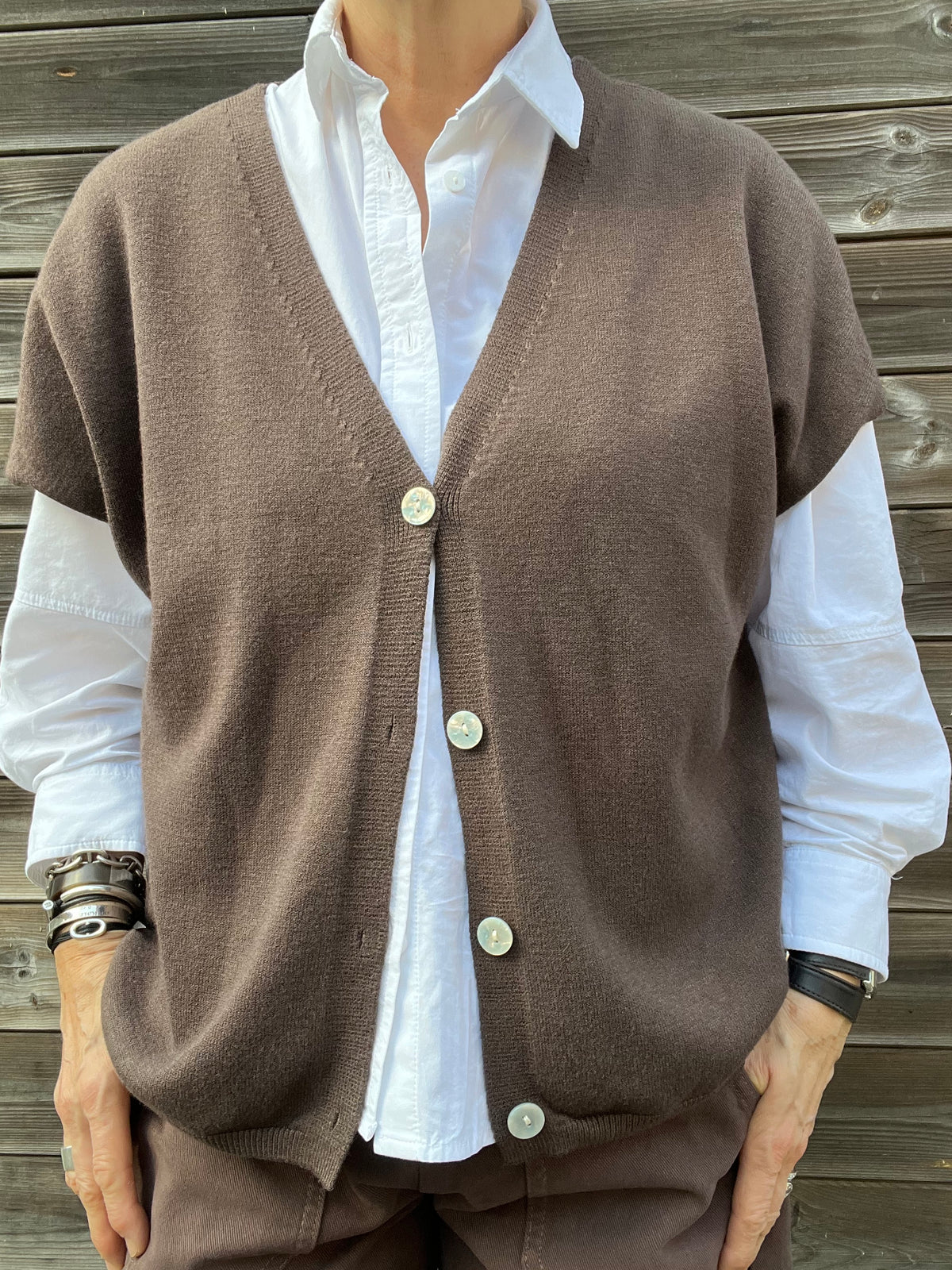 VIGNETTE gilet sans manche choco