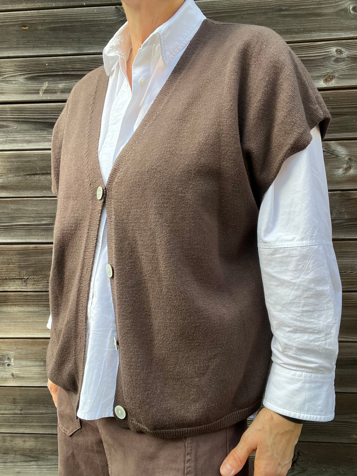 VIGNETTE gilet sans manche choco