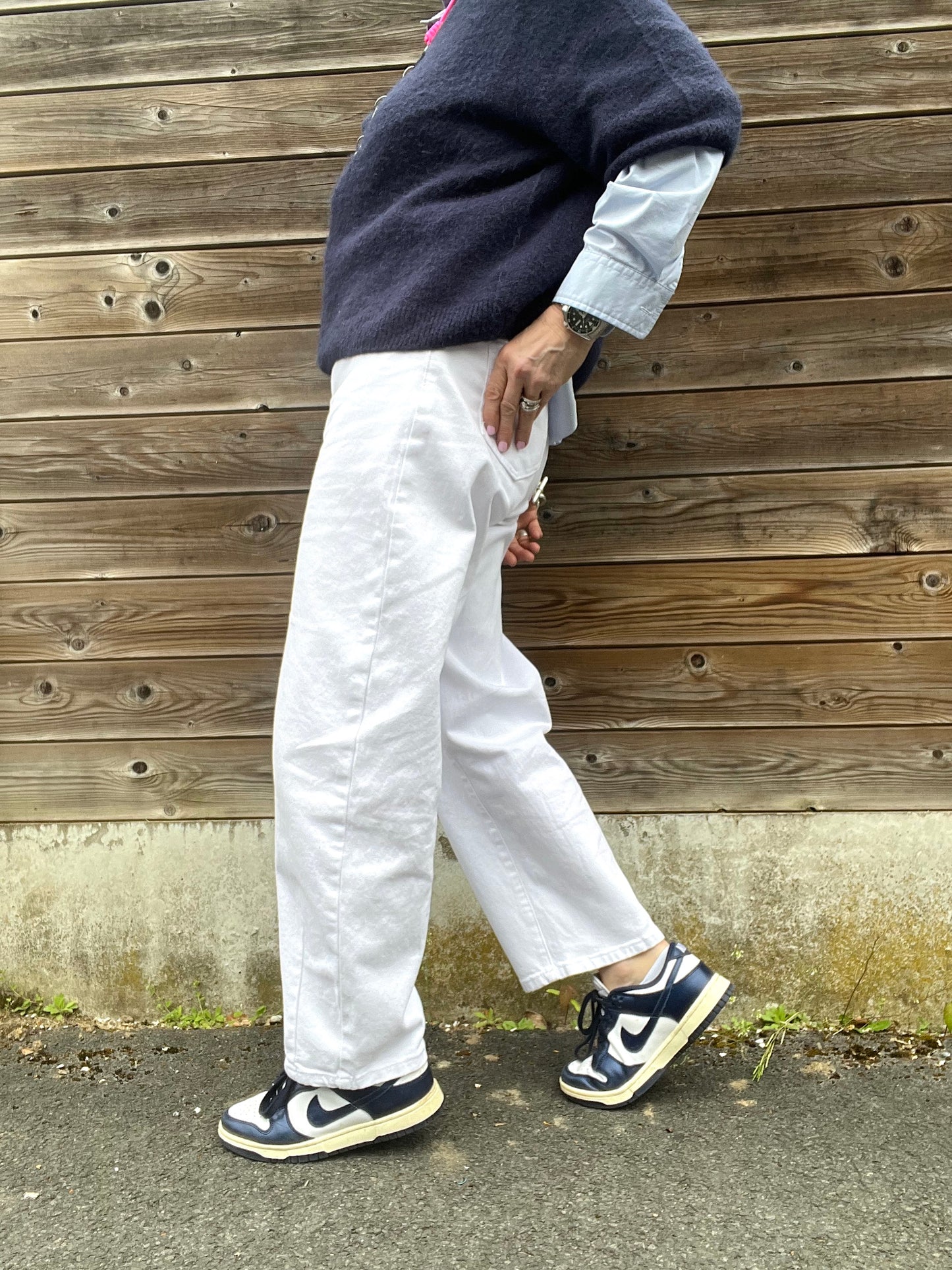 LIVIA jeans coupe "barrel" white
