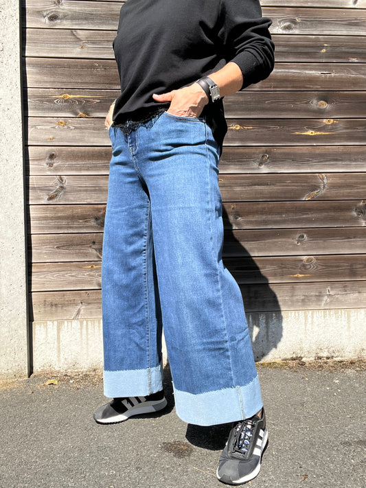 PALACE jeans à large revers blue