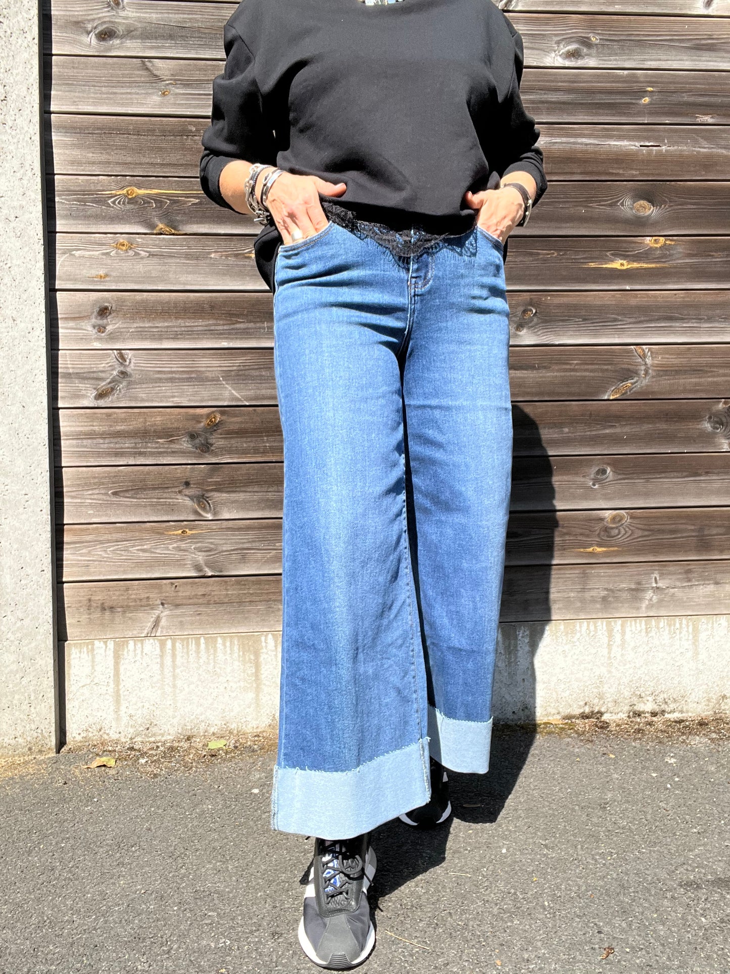PALACE jeans à large revers blue