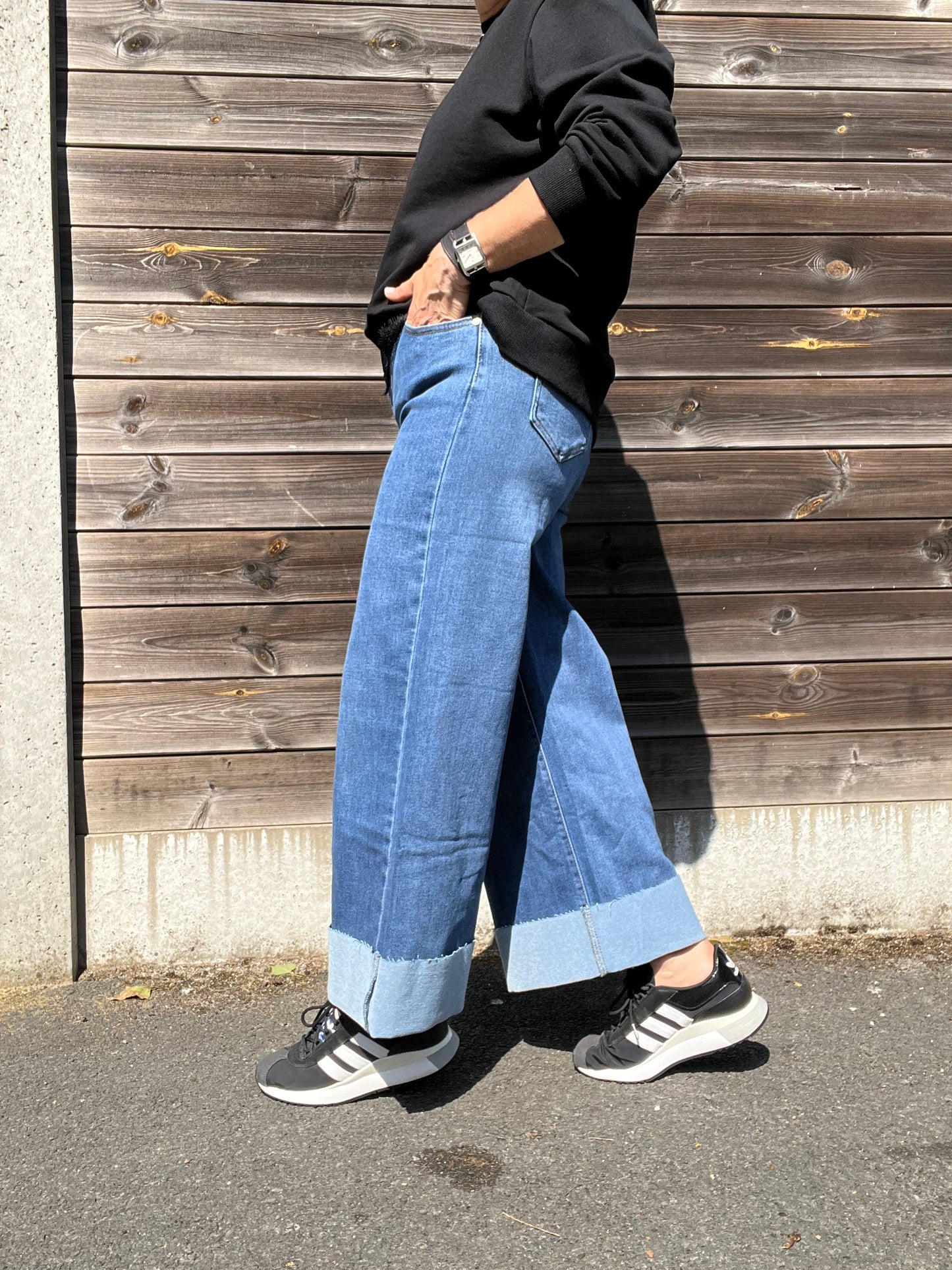 PALACE jeans à large revers blue