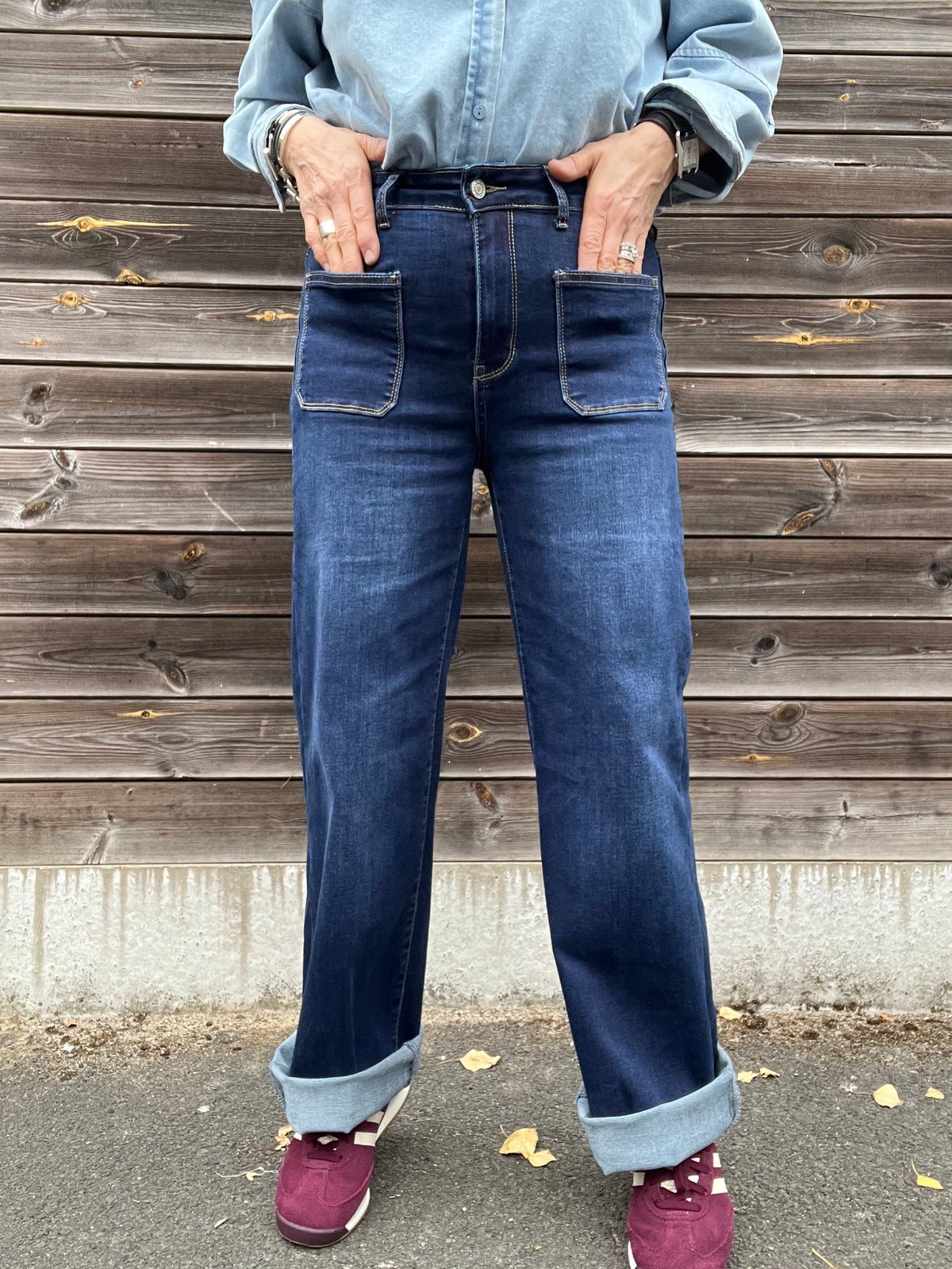 REBECQ jeans curvy poches plaquées dark blue