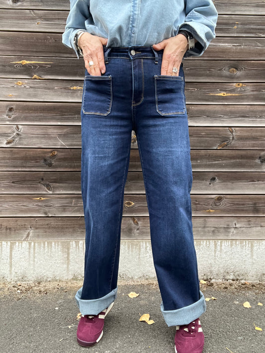 REBECQ jeans curvy poches plaquées dark blue