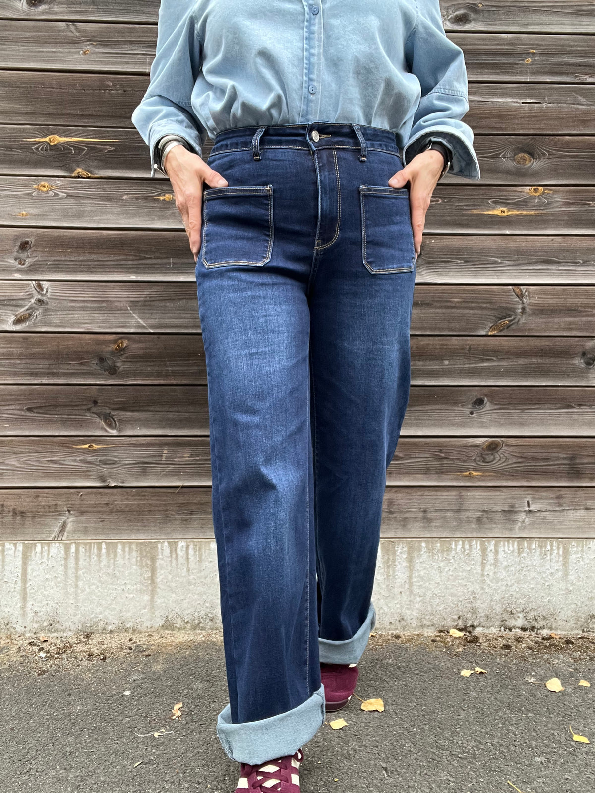 REBECQ jeans curvy poches plaquées dark blue
