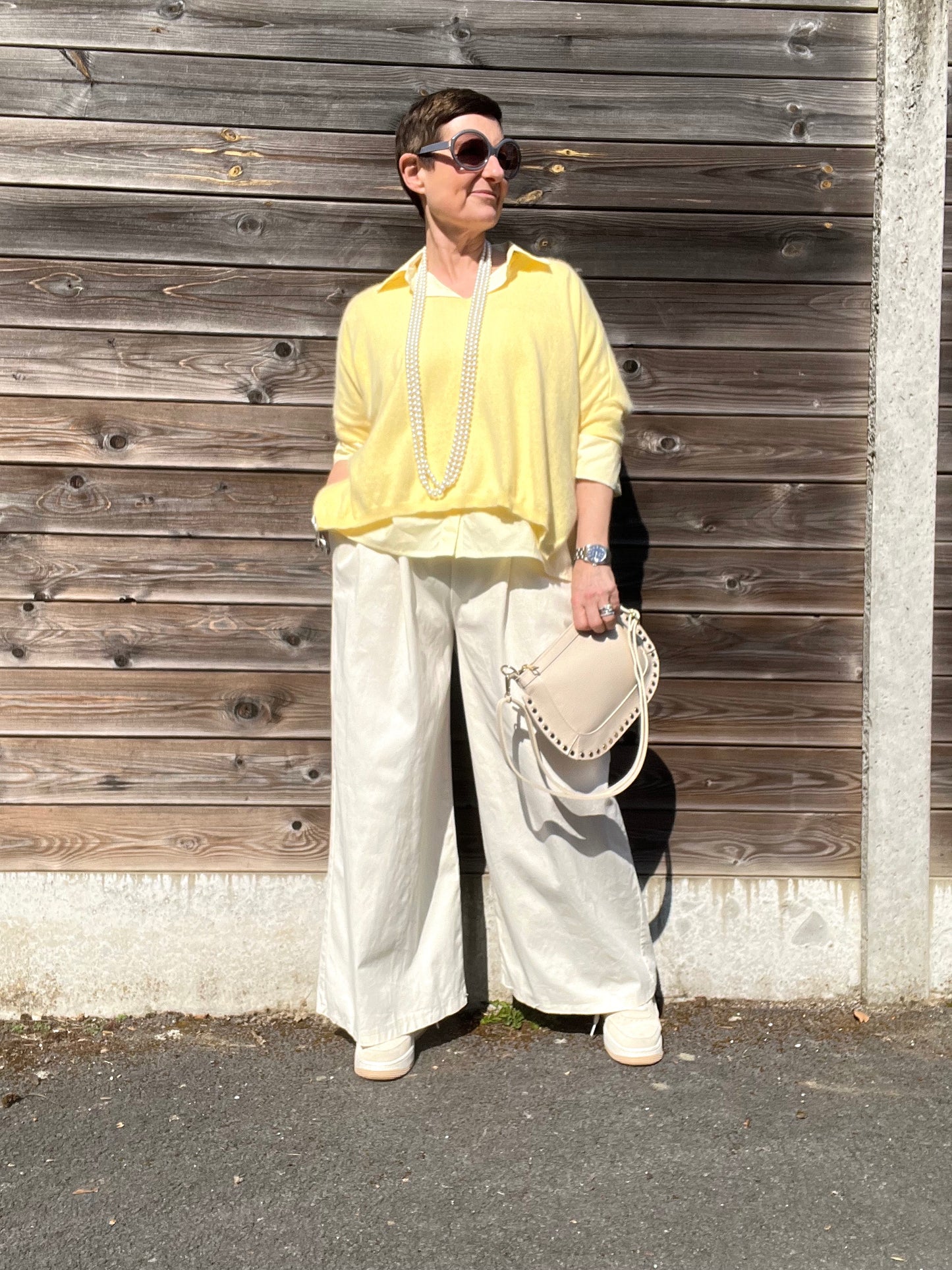 ELSE pantalon palazzo cream