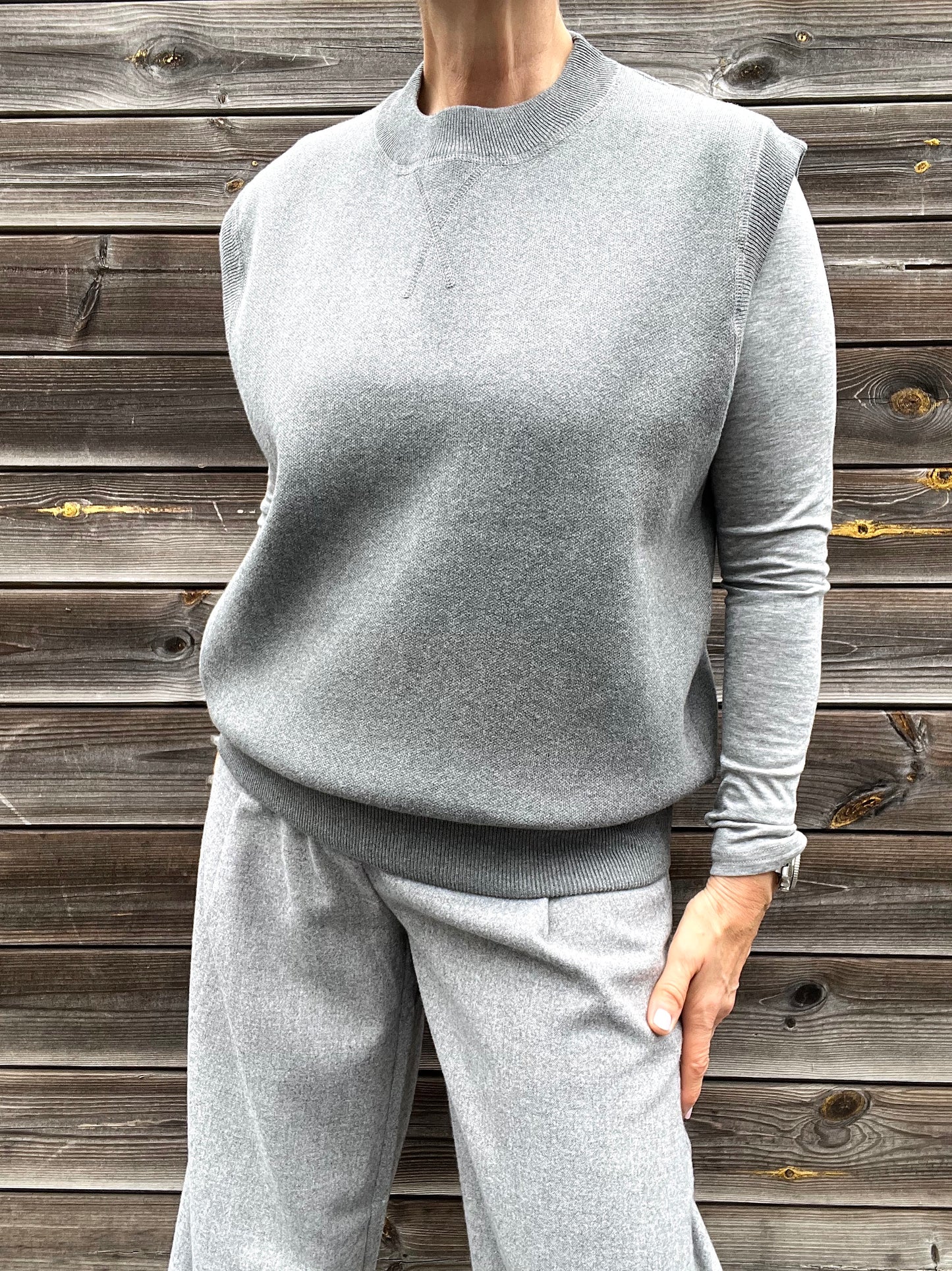 ALIX pull sans manche maille compacte grey