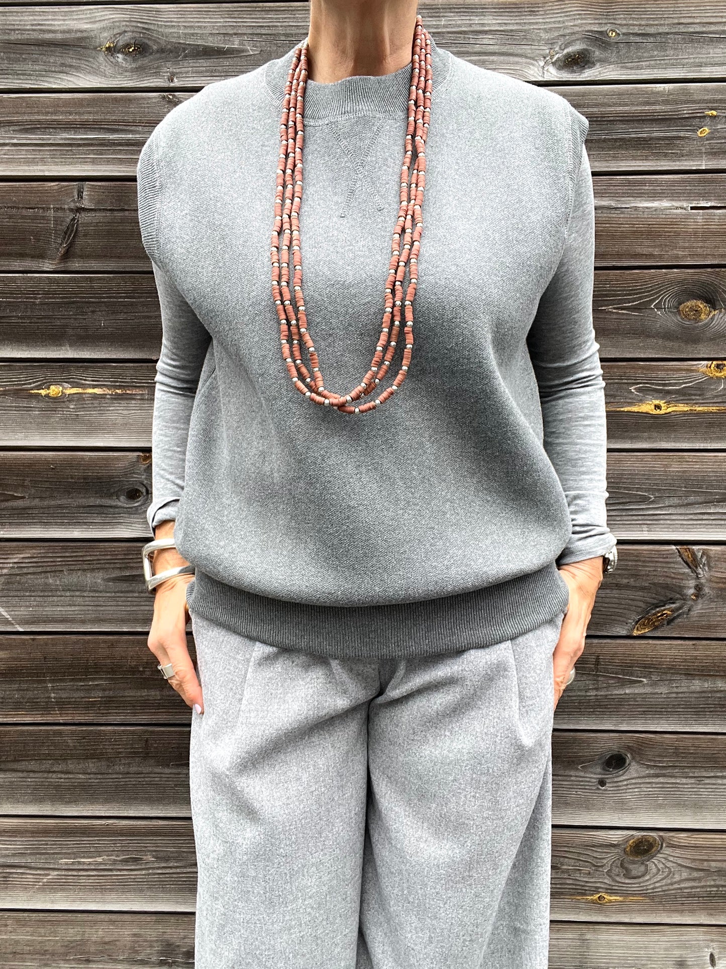 ALIX pull sans manche maille compacte grey