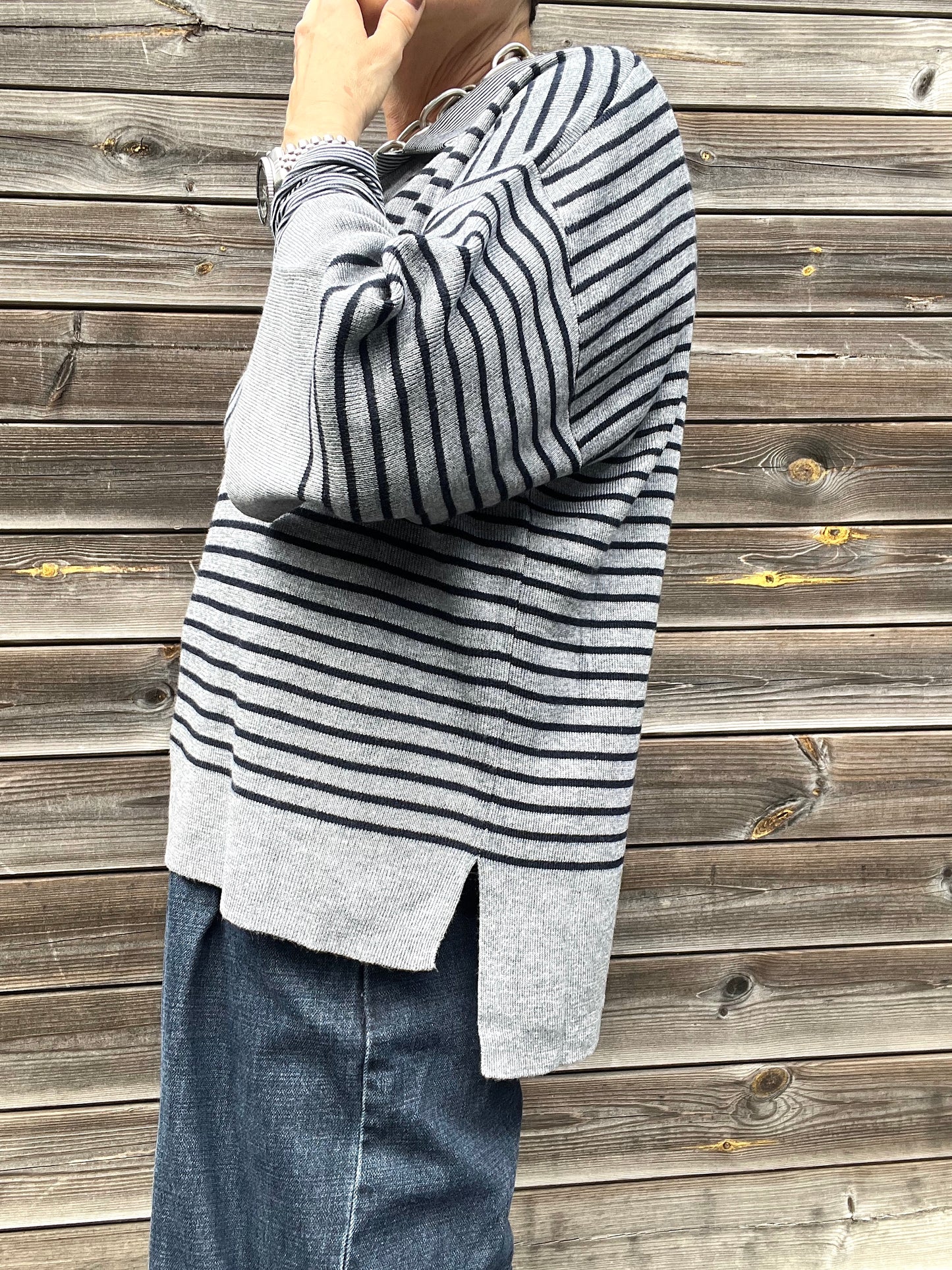 ASCENSION pull marinière à rayures grey