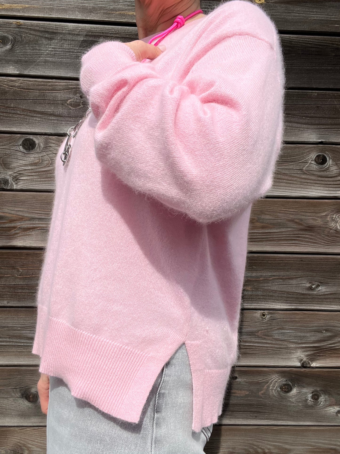 AURORA pull fentes côtés baby pink