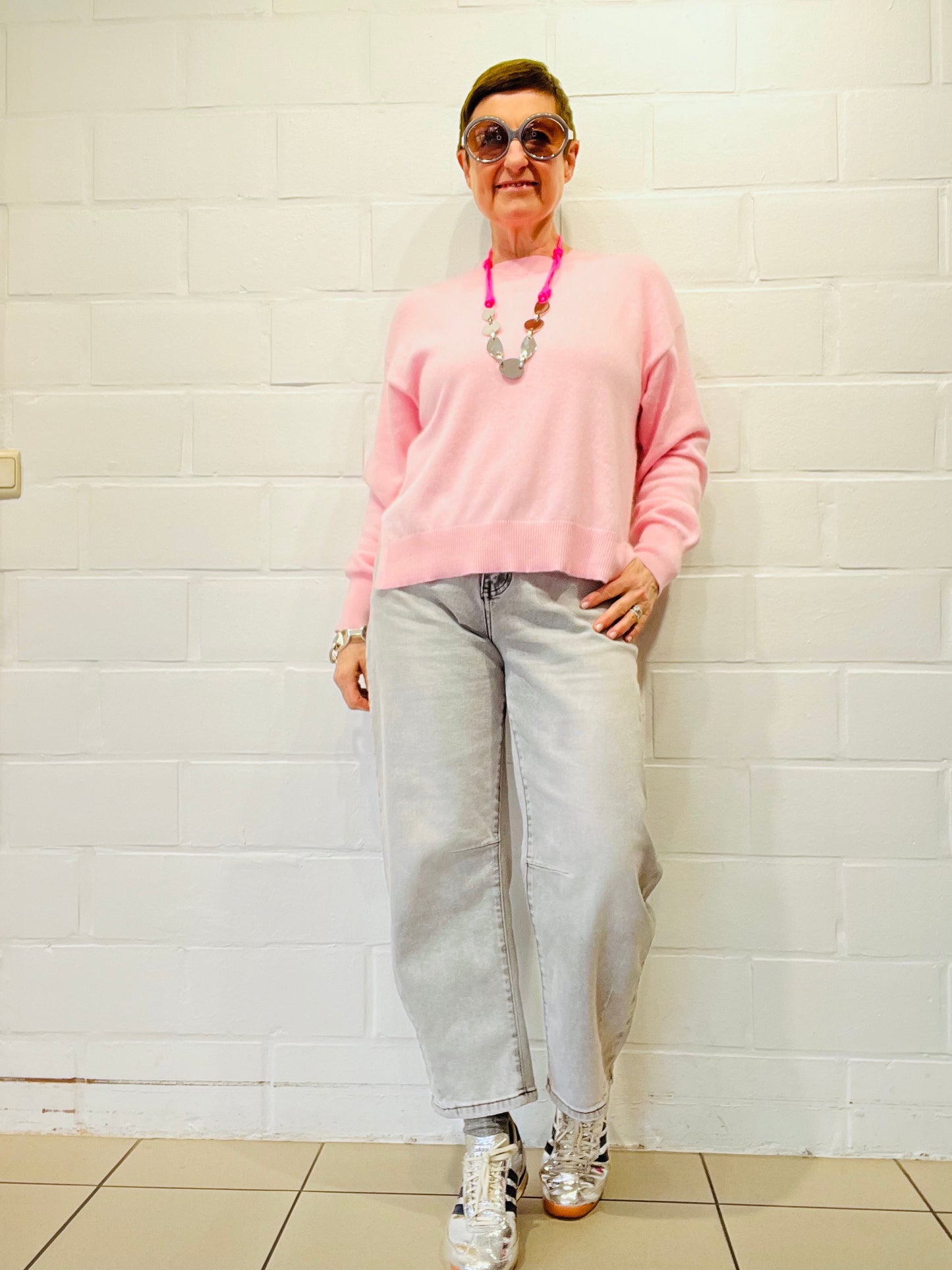 AURORA pull fentes côtés baby pink