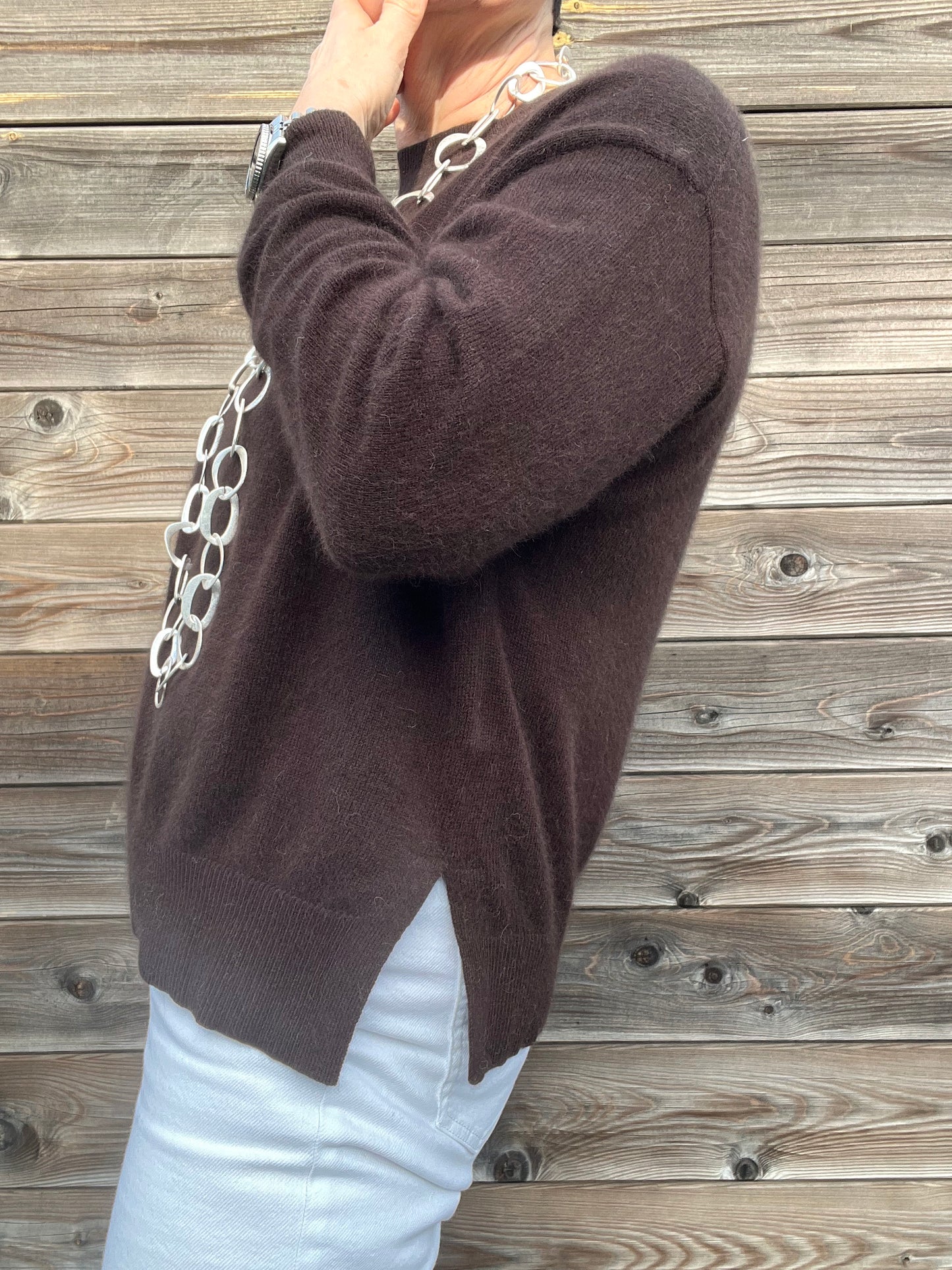 AURORA pull fentes côtés choco