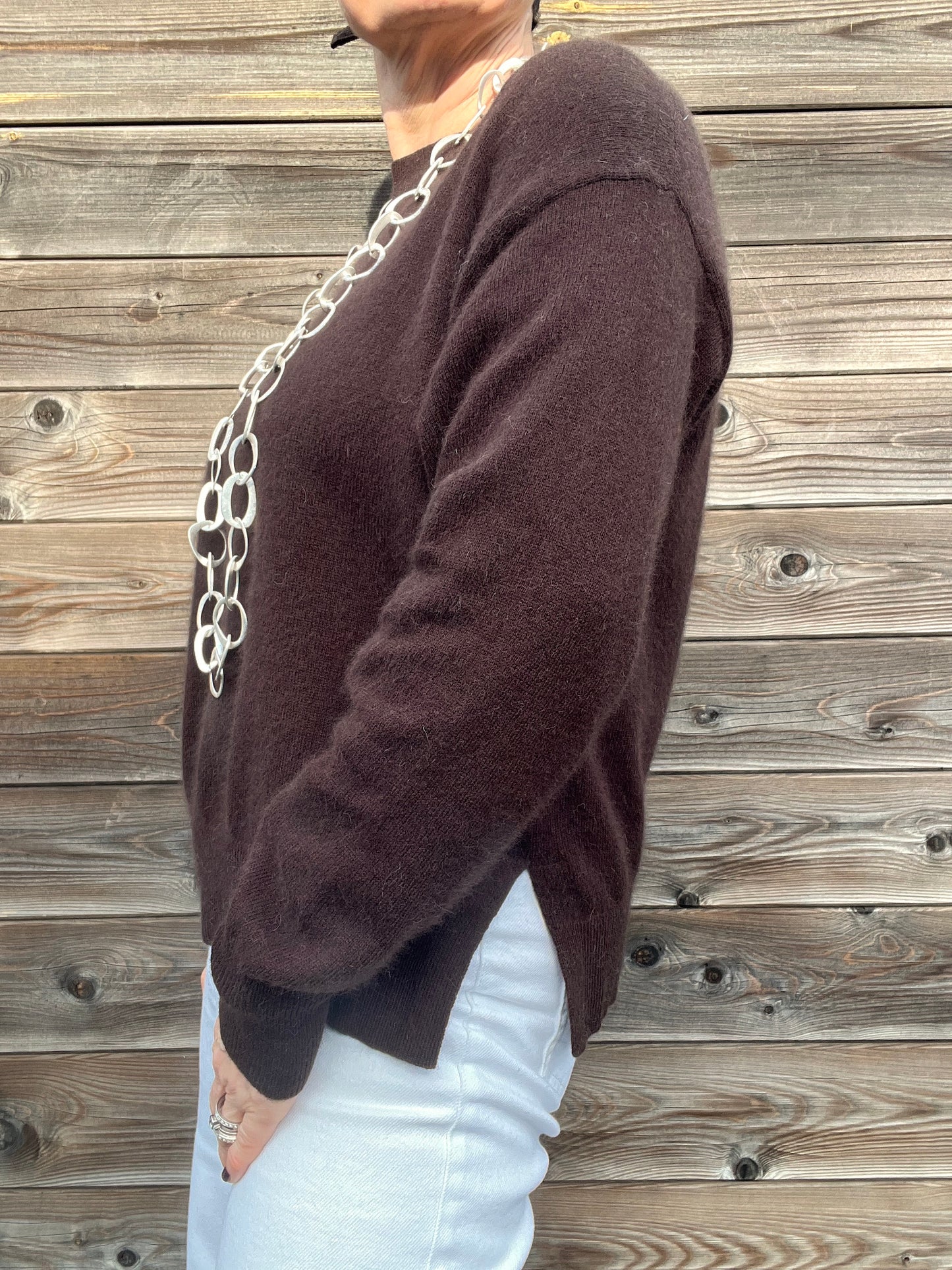 AURORA pull fentes côtés choco