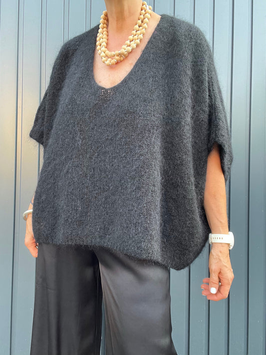 BONNIER pull poncho mohair black