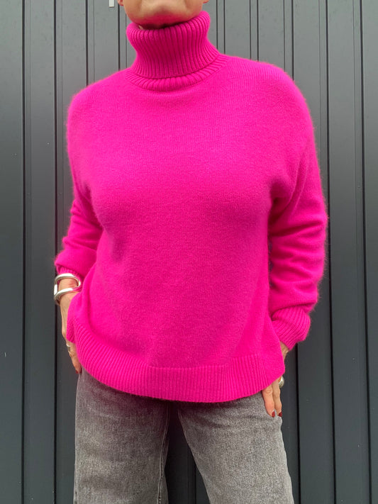 GREELEY pull col roulé luxe pink neon