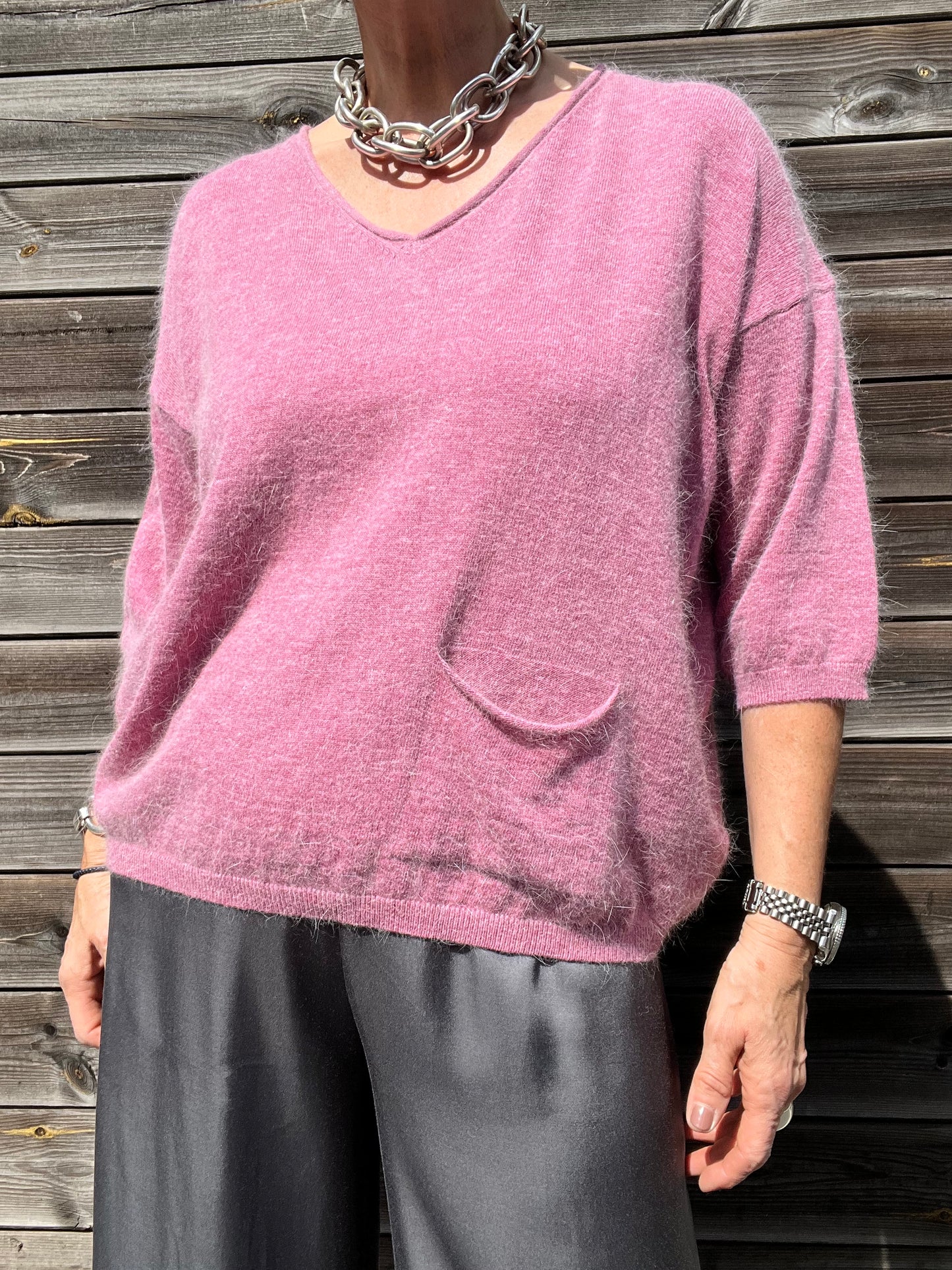 IDA pull manche courte en angora orchid