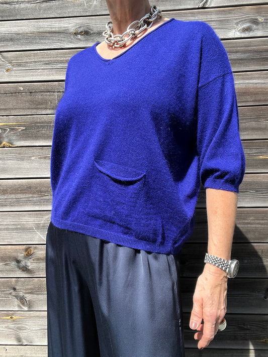 IDA pull manche courte en angora ultra blue