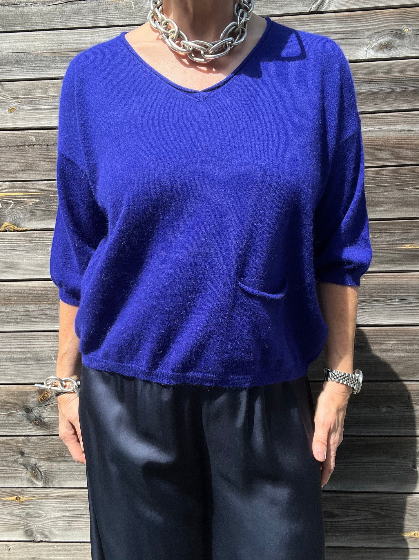 IDA pull manche courte en angora ultra blue