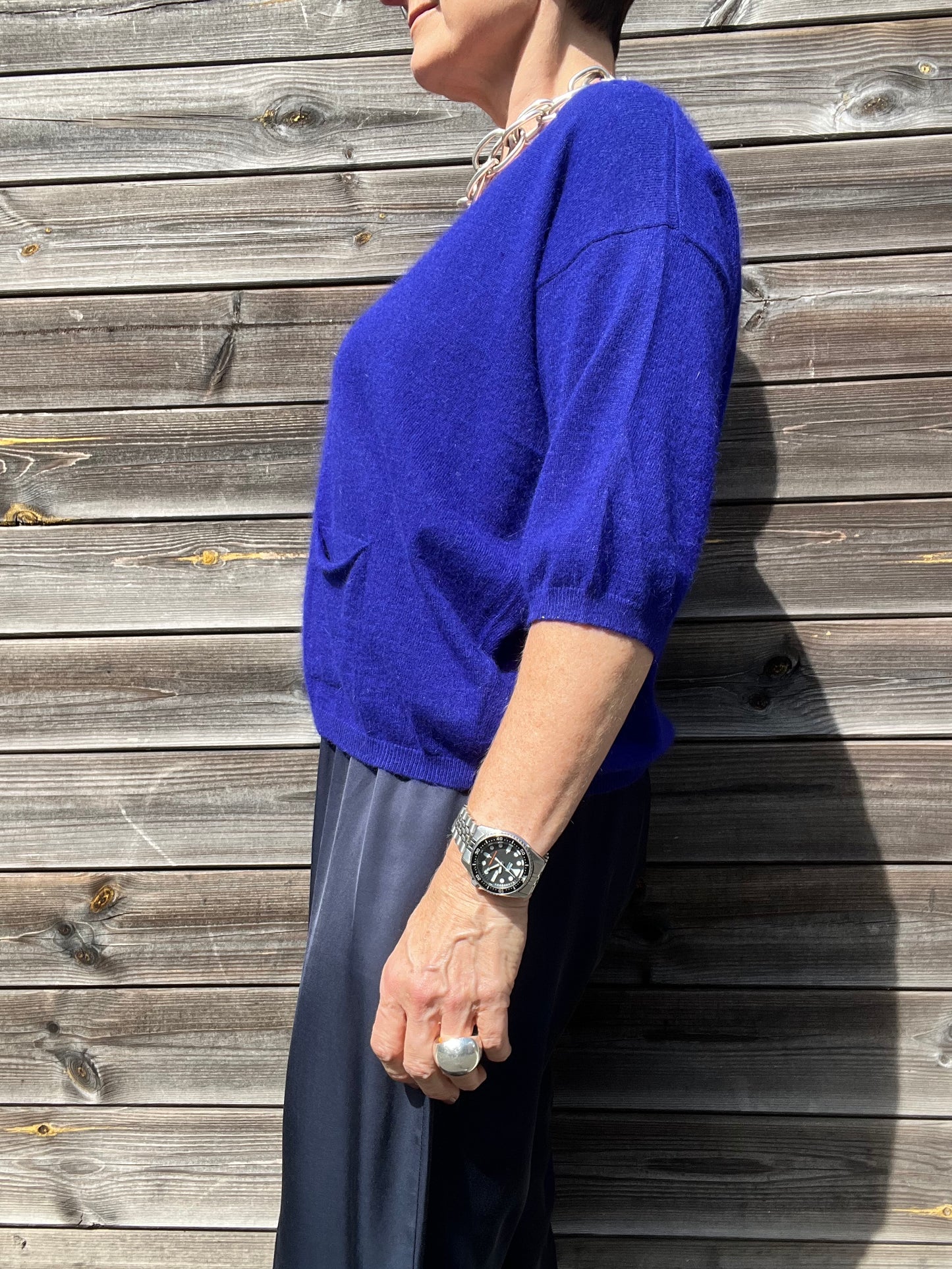 IDA pull manche courte en angora ultra blue