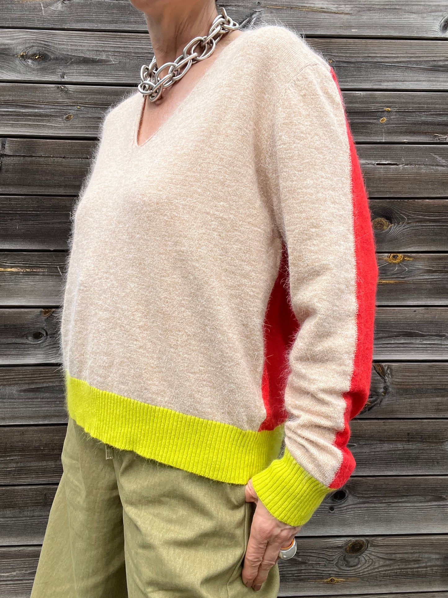 LYSEA pull angora  tricolore beige