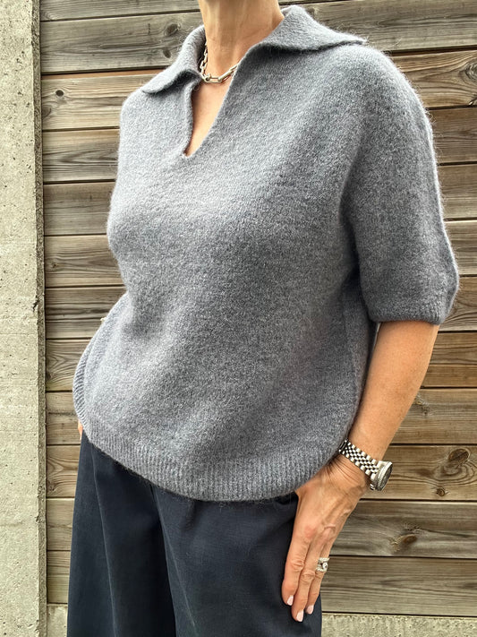 MALONE pull col polo grey