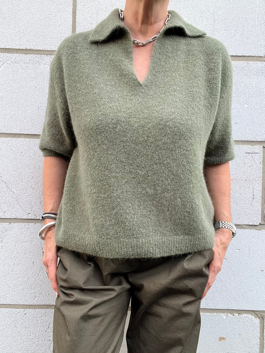 MALONE pull col polo olive