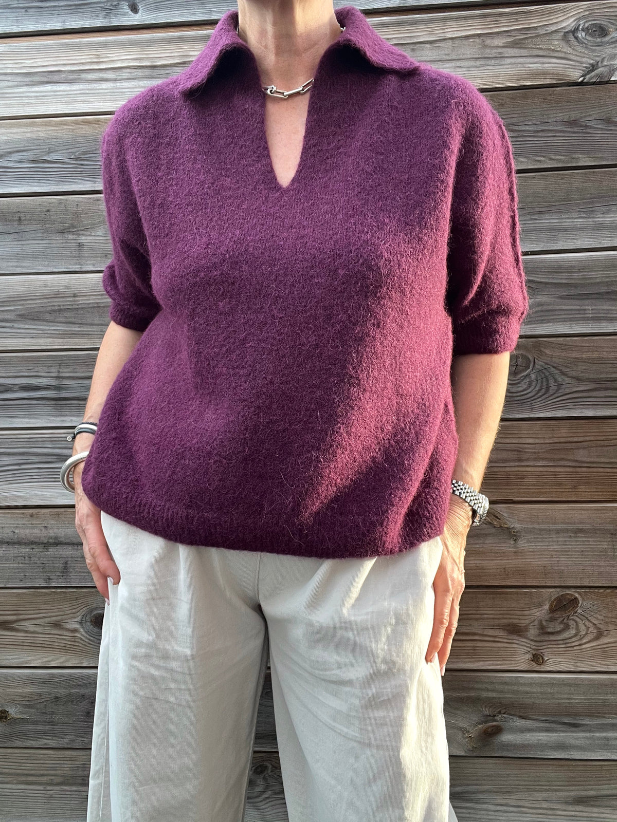 MALONE pull col polo wine