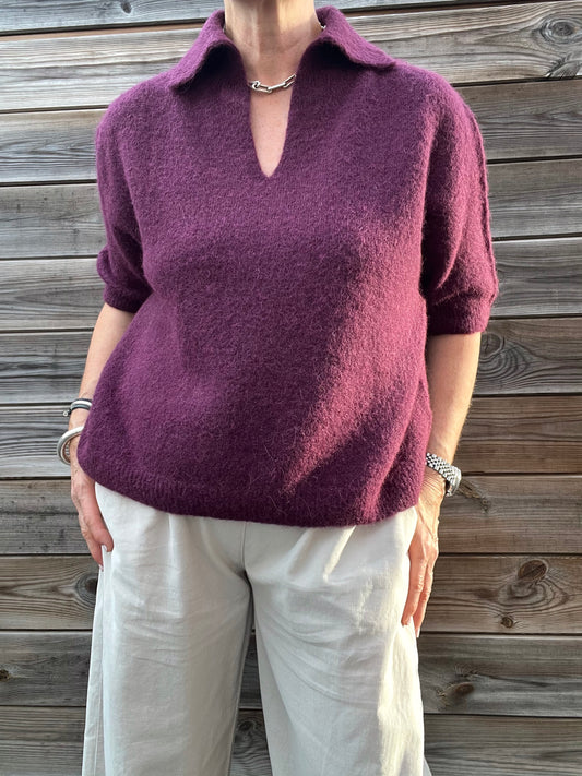 MALONE pull col polo wine