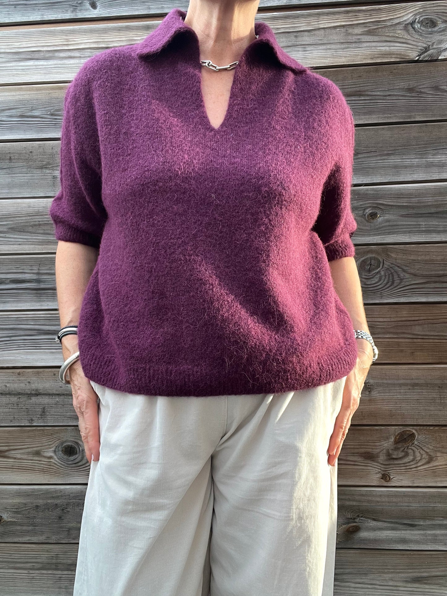 MALONE pull col polo wine