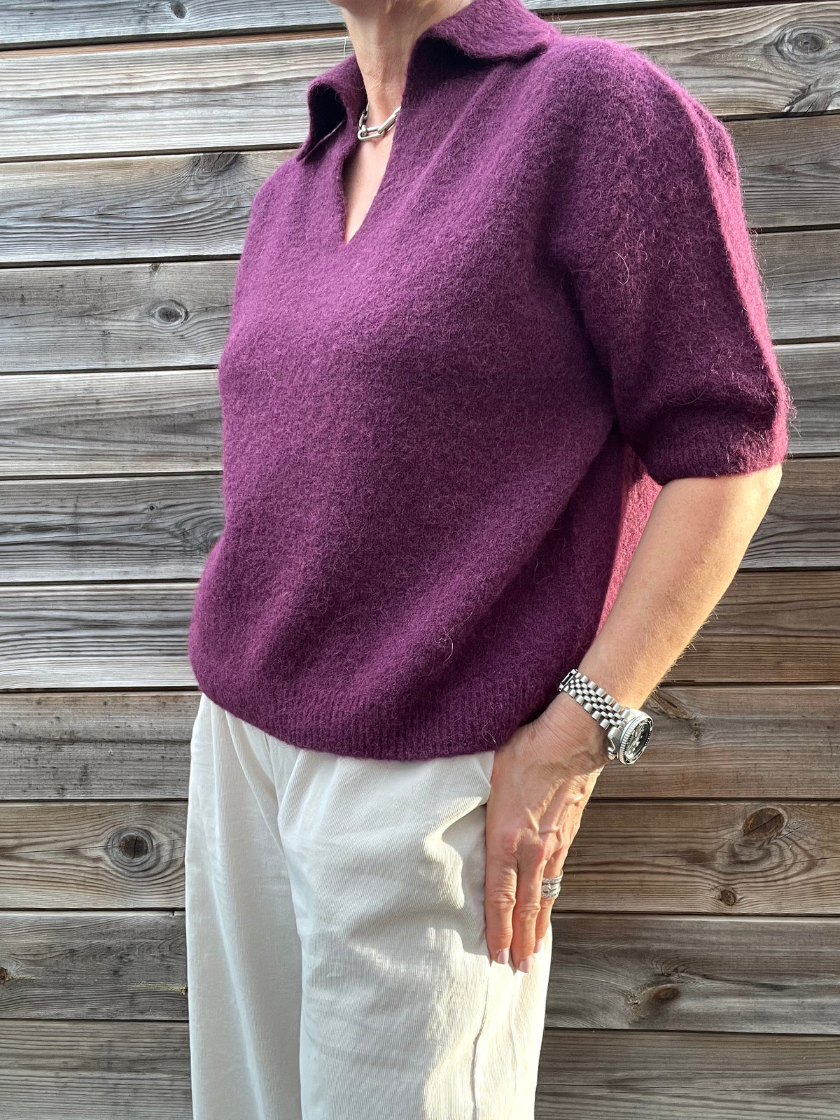 MALONE pull col polo wine