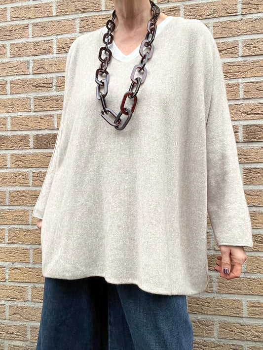 NATALE pull V curvy size beige