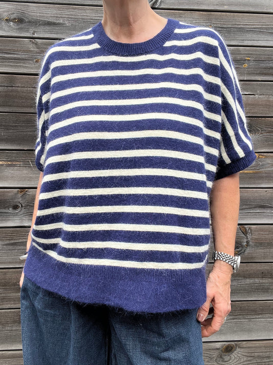 NOELIE pull rayé en angora navy