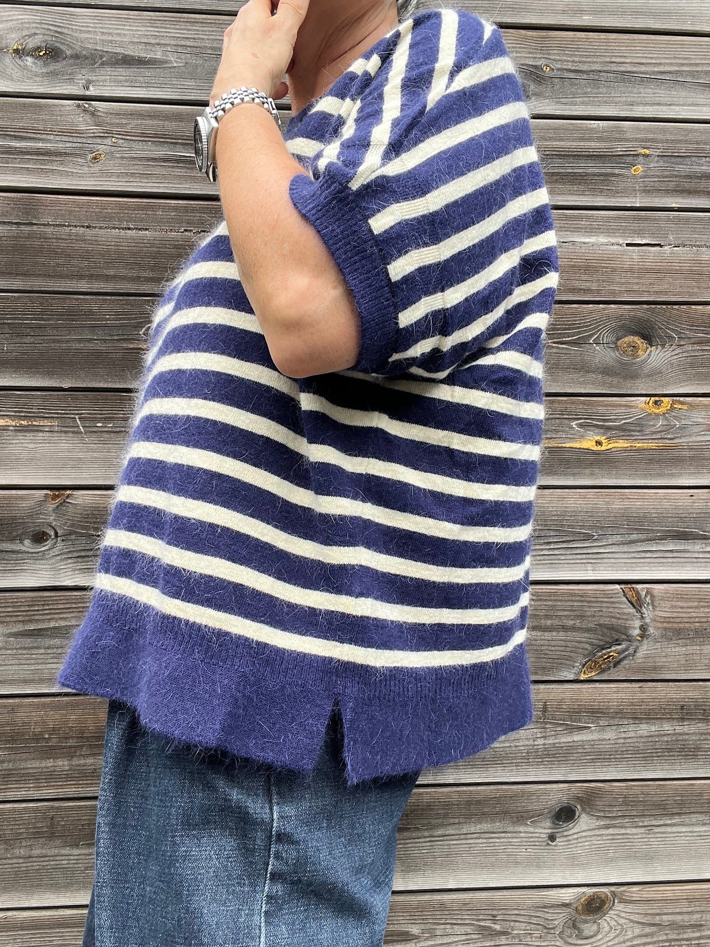 NOELIE pull rayé en angora navy