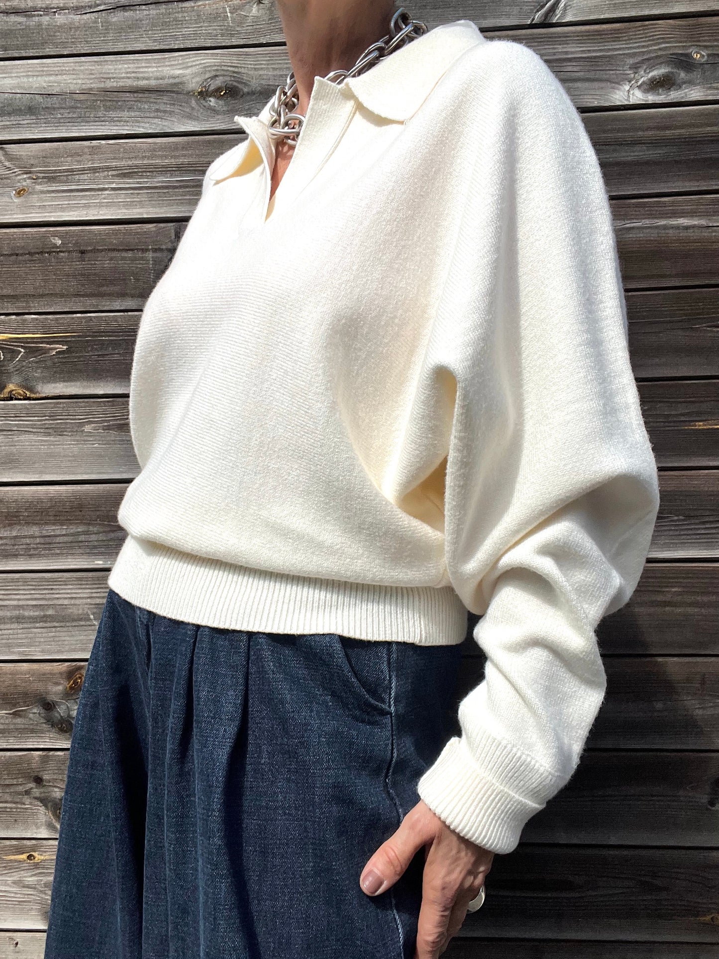 RAYNIE pull ample encolure polo cream