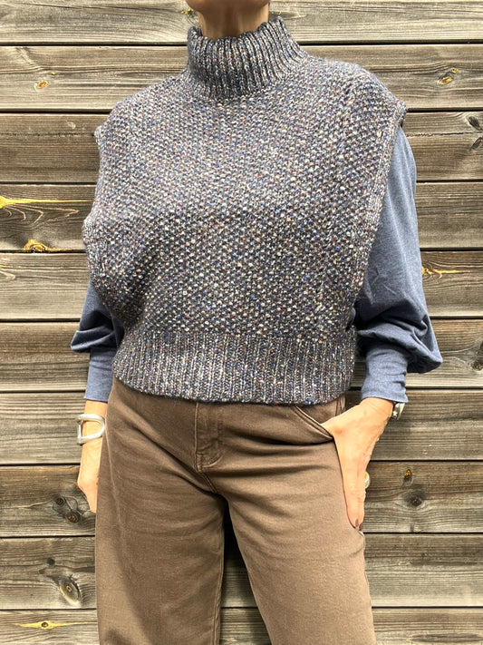 SOLARIUM pull sans manches texturé