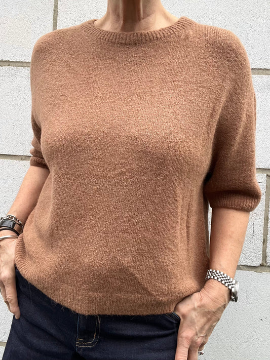 SOUFFLE pull manches courtes alpaga caramel